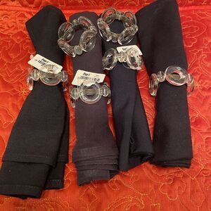 VINTAGE PIER 1 Napkin Rings Clear Acrylic Circles And Bronze Metal Wire Set Of 6
